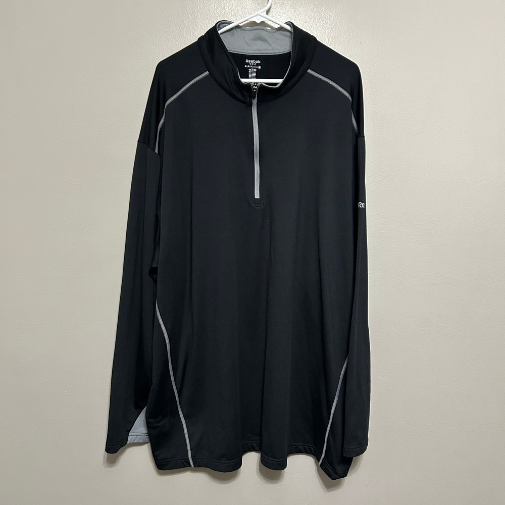 Reebok Golf 1/4 Zip Pullover Men 3XLT Black PlayDry Mock Neck Sporty Performance